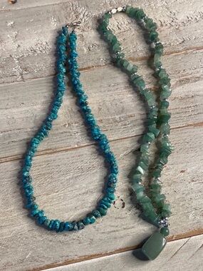 Turquoise Blue & Green Aventurine Beaded Necklaces - BOTH NECKLACES $10